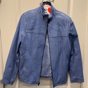 Jones New York Women's Blue Leather Jacket